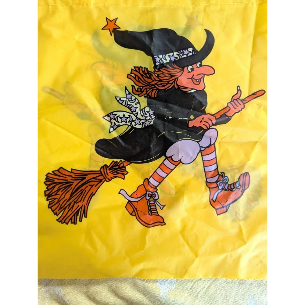 Vintage Halloween Witch Trick or Treat Bag Yellow Reusable Tote